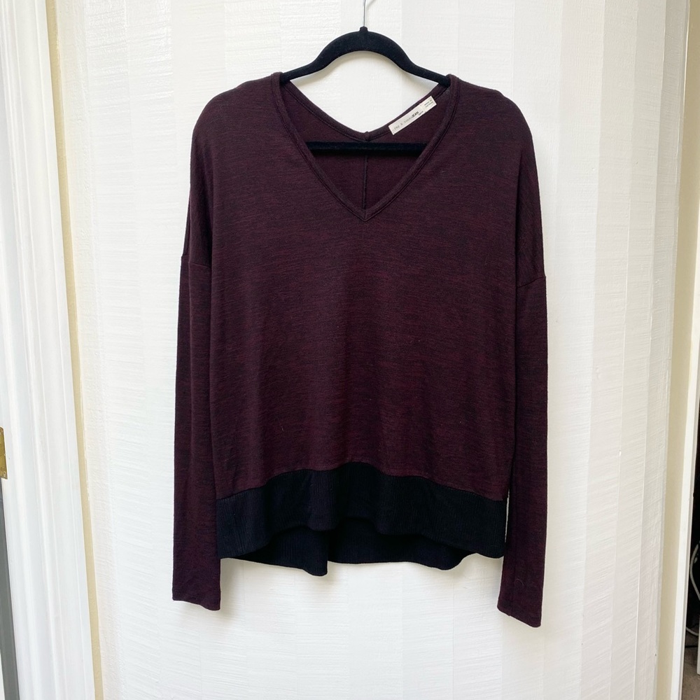 Rag & Bone Long Sleeve V Neck Maroon Shirt